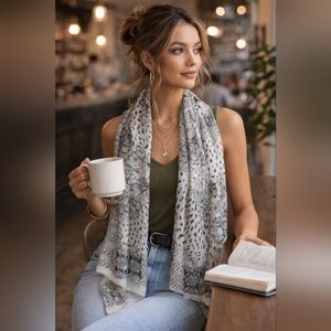 Mixed Print Scarf Stole Sheer Floral Animal Print Wrap Lightweight Boho Shawl